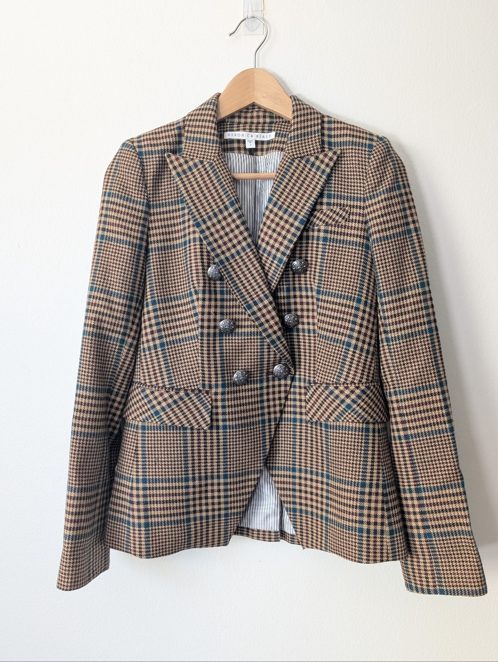 Veronica Beard Miller SUIT Dickey Jacket Blazer & Pants Wool Houndstooth Size 2 - Picture 3 of 16